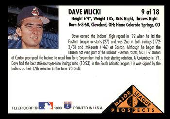 Dave Mlicki  baseball card collectible - Main Image 2