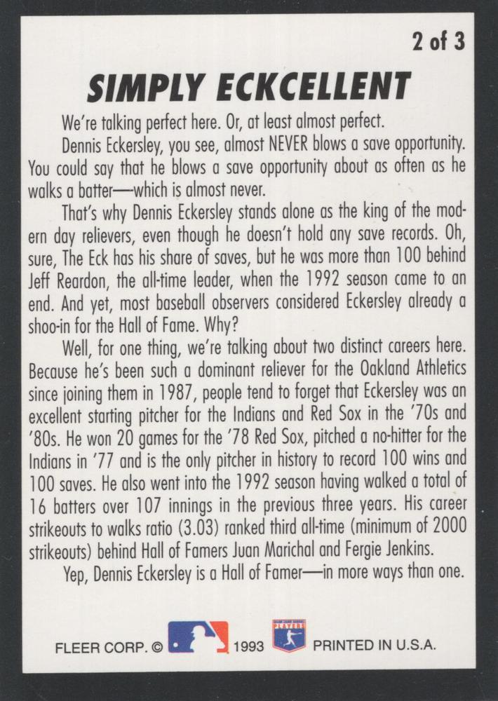 Dennis Eckersley  baseball card collectible - Main Image 2