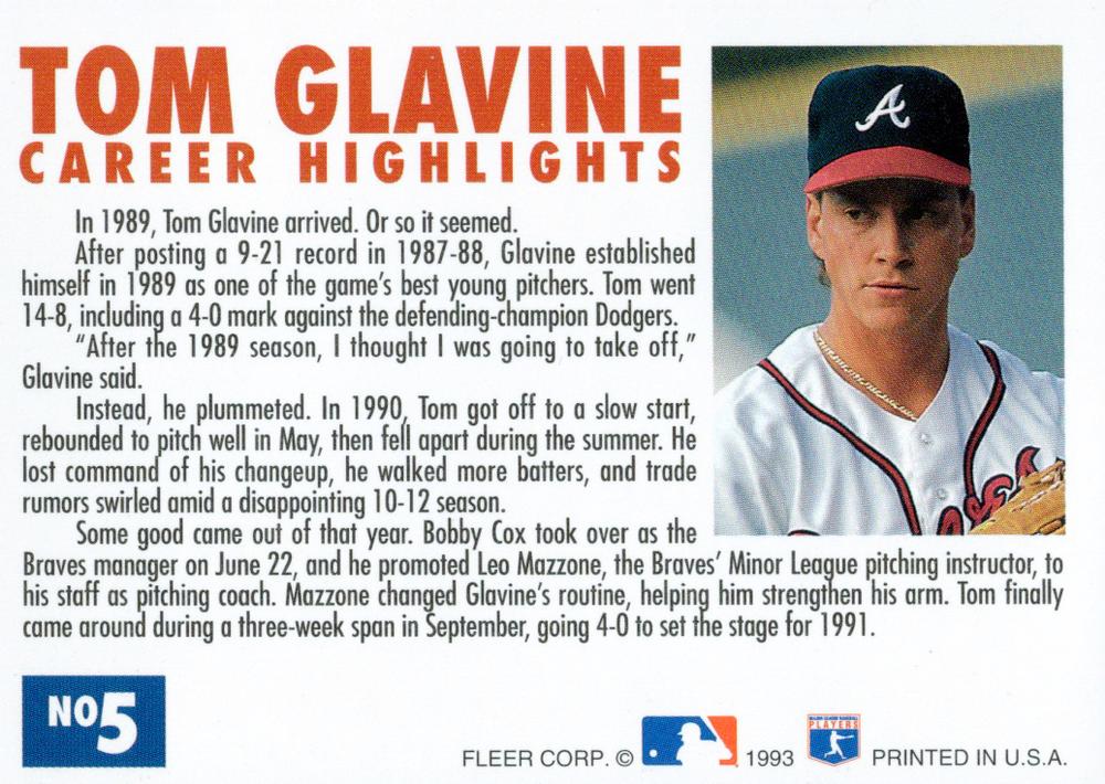 Tom Glavine  baseball card collectible - Main Image 2