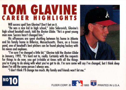 Tom Glavine  baseball card collectible - Main Image 2