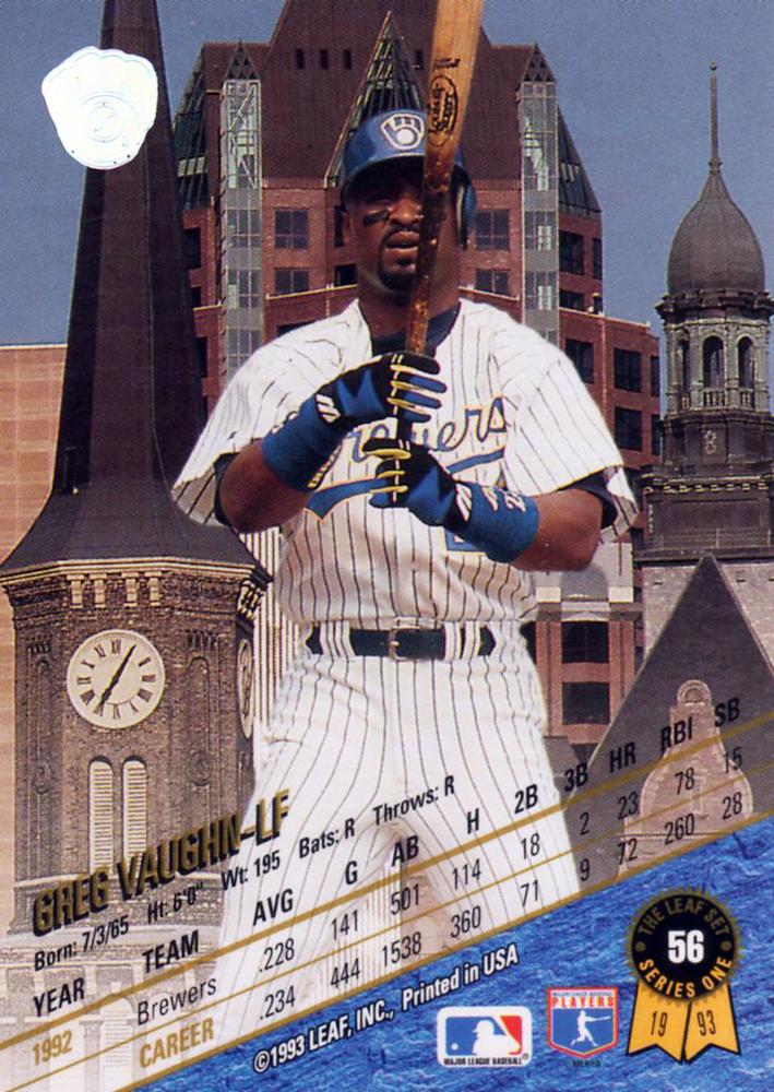 Greg Vaughn  baseball card collectible - Main Image 2