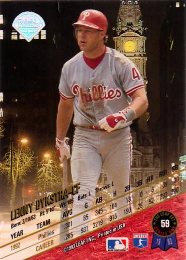 Lenny Dykstra  baseball card collectible - Main Image 2