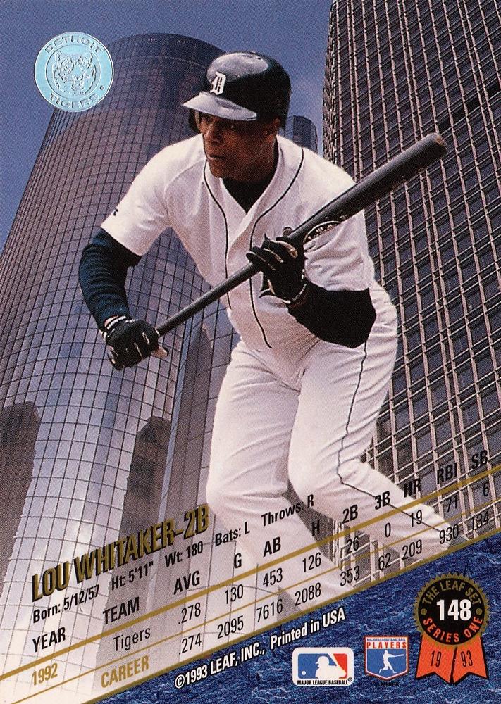 Lou Whitaker  baseball card collectible - Main Image 2