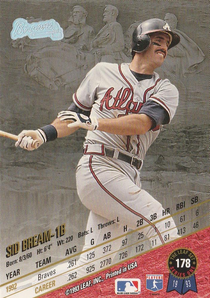 Sid Bream  baseball card collectible - Main Image 2