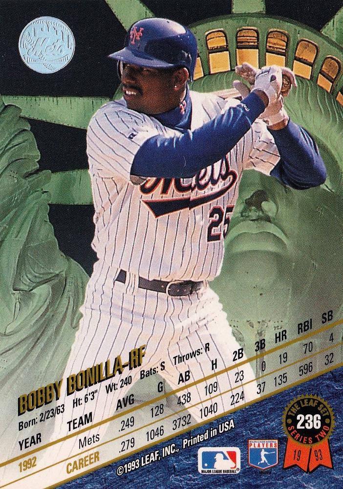 Bobby Bonilla  baseball card collectible - Main Image 2