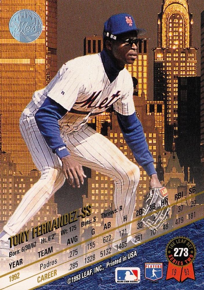 Tony Fernandez  baseball card collectible - Main Image 2