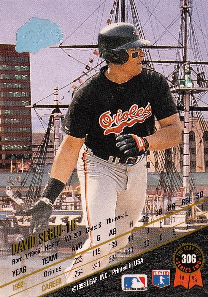 David Segui  baseball card collectible - Main Image 2