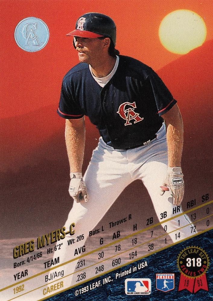 Greg Myers  baseball card collectible - Main Image 2