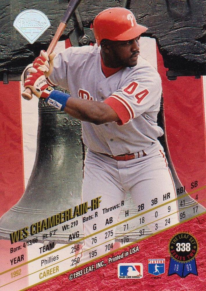 Wes Chamberlain  baseball card collectible - Main Image 2