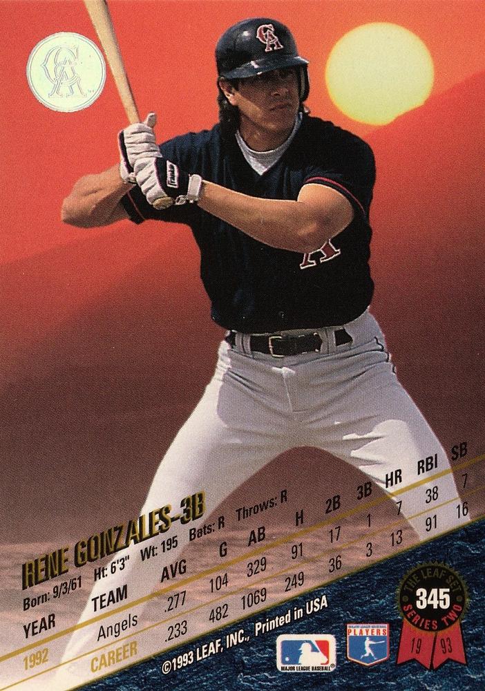 Rene Gonzales  baseball card collectible - Main Image 2