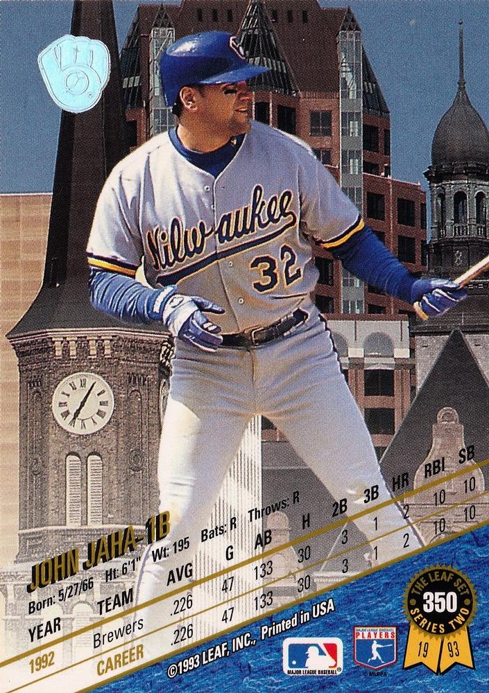 John Jaha  baseball card collectible - Main Image 2