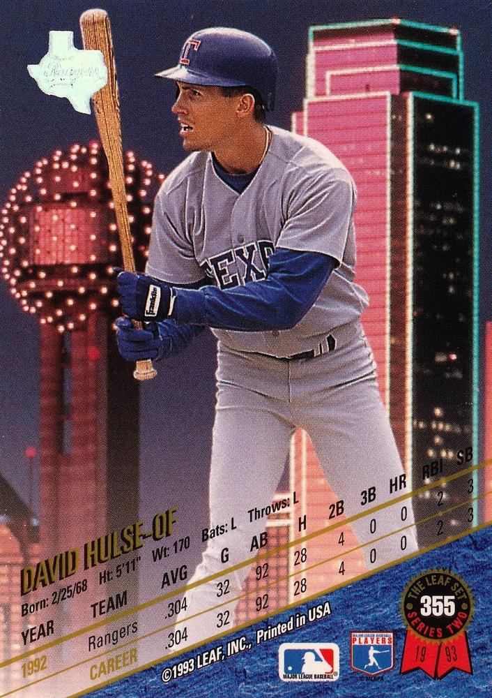 David Hulse  baseball card collectible - Main Image 2