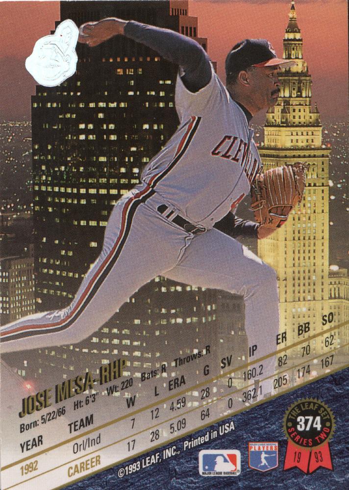 Jose Mesa  baseball card collectible - Main Image 2