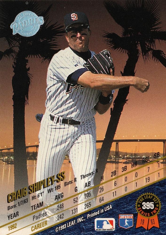 Craig Shipley  baseball card collectible - Main Image 2