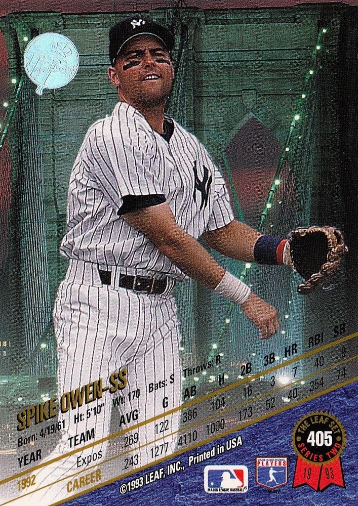 Spike Owen  baseball card collectible - Main Image 2