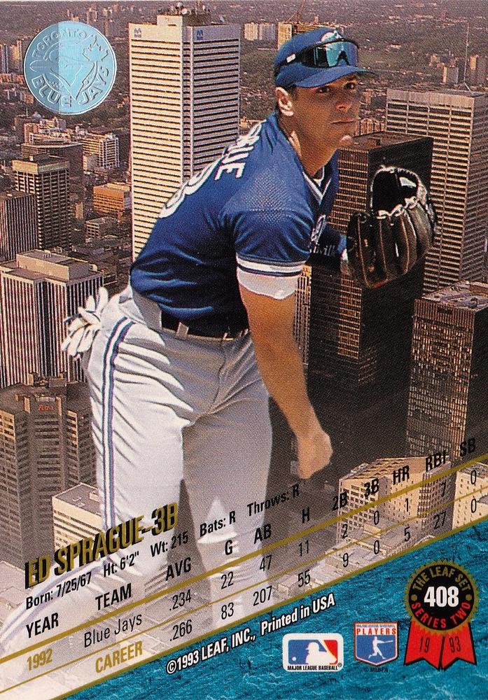 Ed Sprague  baseball card collectible - Main Image 2