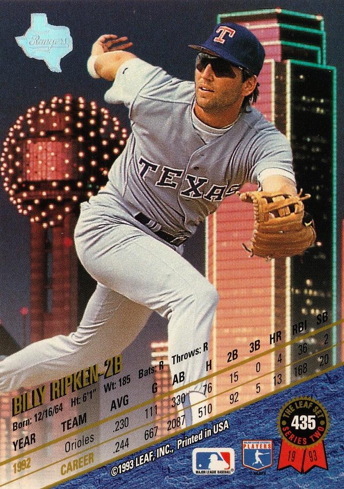 Billy Ripken  baseball card collectible - Main Image 2