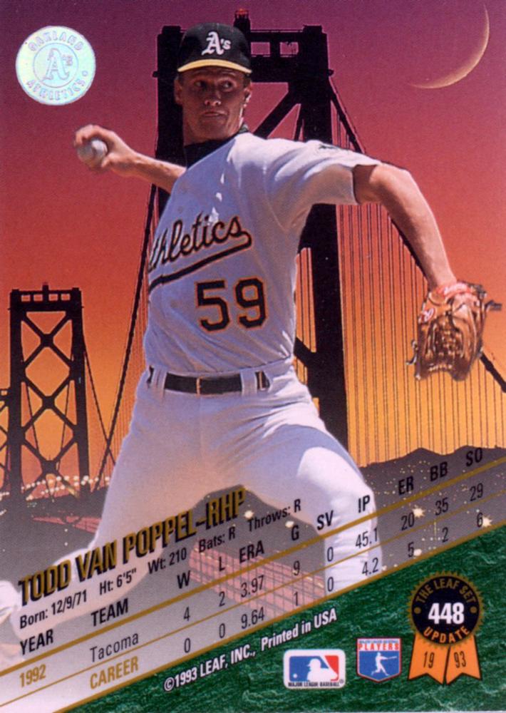 Todd Van Poppel  baseball card collectible - Main Image 2