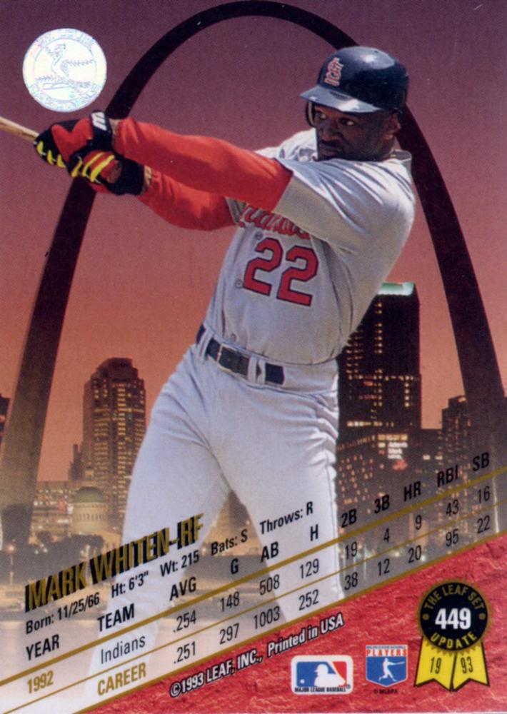 Mark Whiten  baseball card collectible - Main Image 2