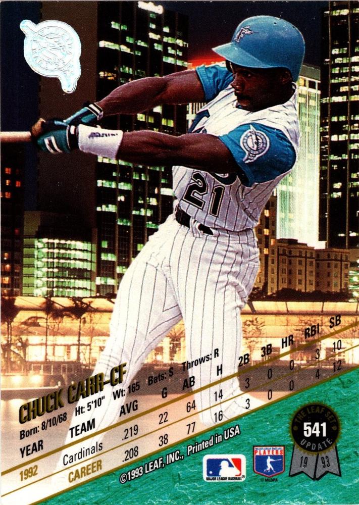 Chuck Carr  baseball card collectible - Main Image 2