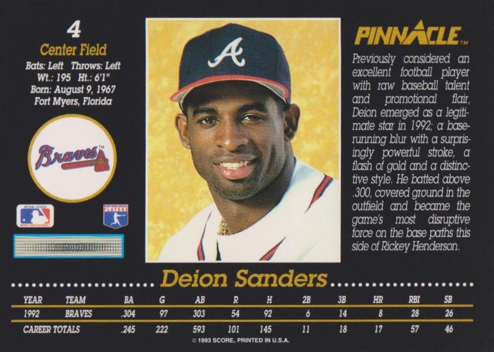 Deion Sanders  baseball card collectible - Main Image 2
