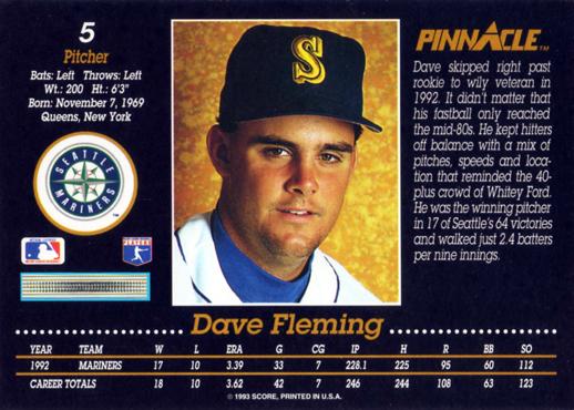 Dave Fleming  baseball card collectible - Main Image 2