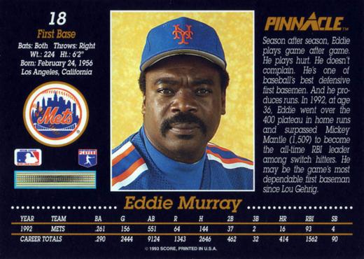 Eddie Murray  baseball card collectible - Main Image 2