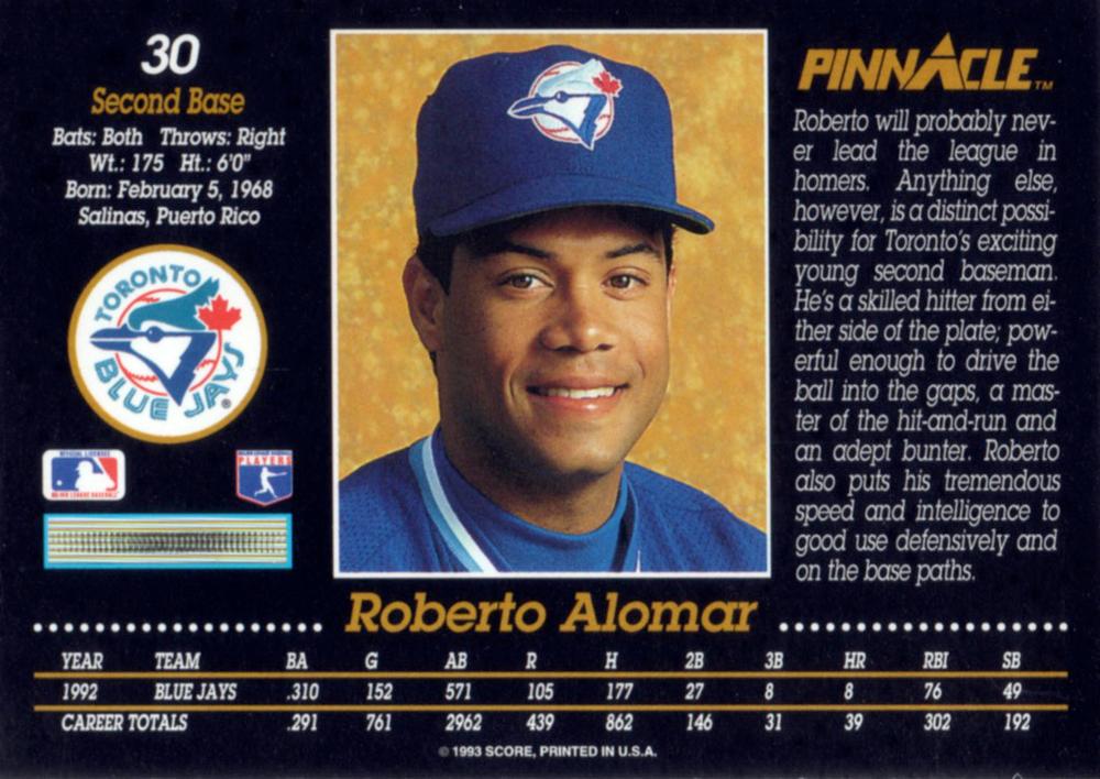 Roberto Alomar  baseball card collectible - Main Image 2