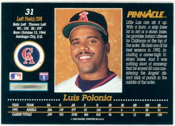 Luis Polonia  baseball card collectible - Main Image 2