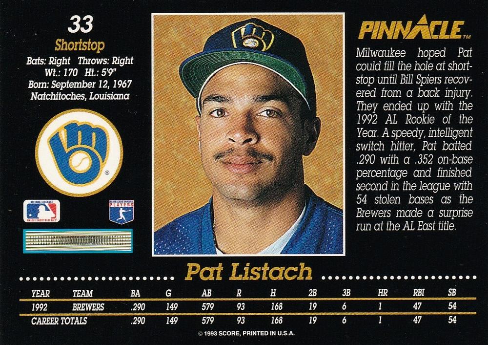 Pat Listach  baseball card collectible - Main Image 2
