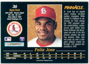 Felix Jose  baseball card collectible - Main Image 2