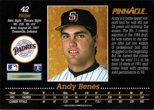 Andy Benes  baseball card collectible - Main Image 2