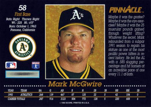 Mark McGwire  baseball card collectible - Main Image 2