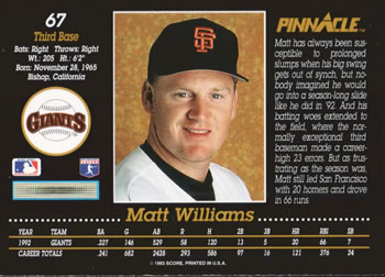 Matt Williams  baseball card collectible - Main Image 2