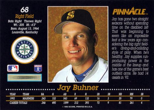 Jay Buhner  baseball card collectible - Main Image 2