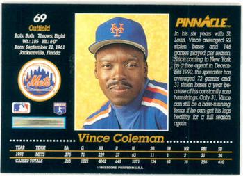 Vince Coleman  baseball card collectible - Main Image 2