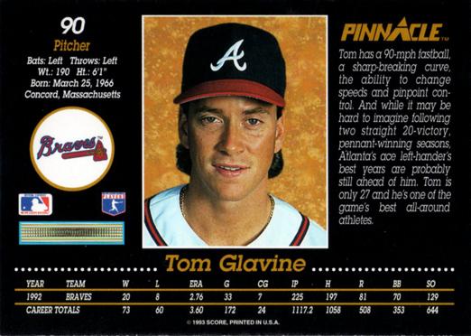 Tom Glavine  baseball card collectible - Main Image 2