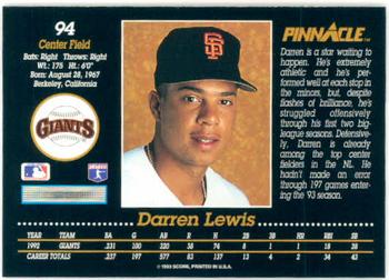 Darren Lewis  baseball card collectible - Main Image 2