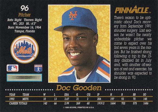 Doc Gooden  baseball card collectible - Main Image 2