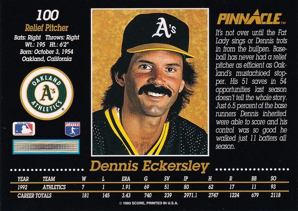 Dennis Eckersley  baseball card collectible - Main Image 2