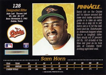 Sam Horn  baseball card collectible - Main Image 2