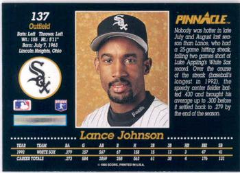 Lance Johnson  baseball card collectible - Main Image 2