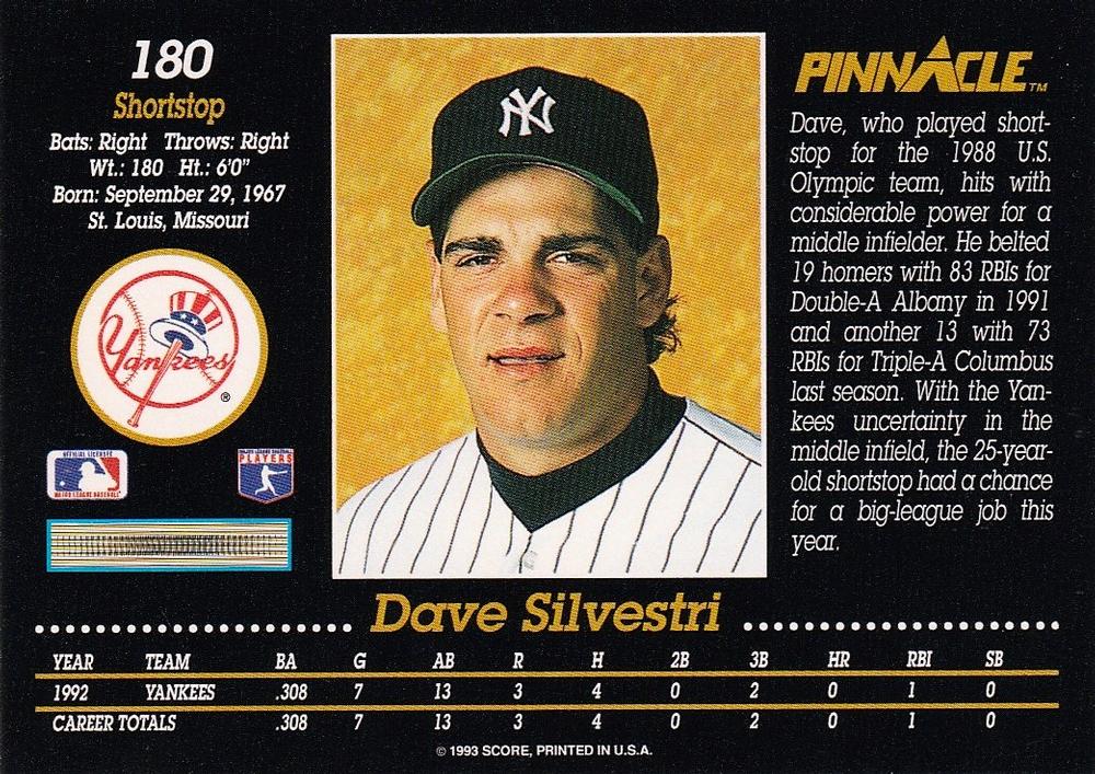 Dave Silvestri  baseball card collectible - Main Image 2