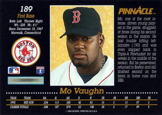 Mo Vaughn  baseball card collectible - Main Image 2