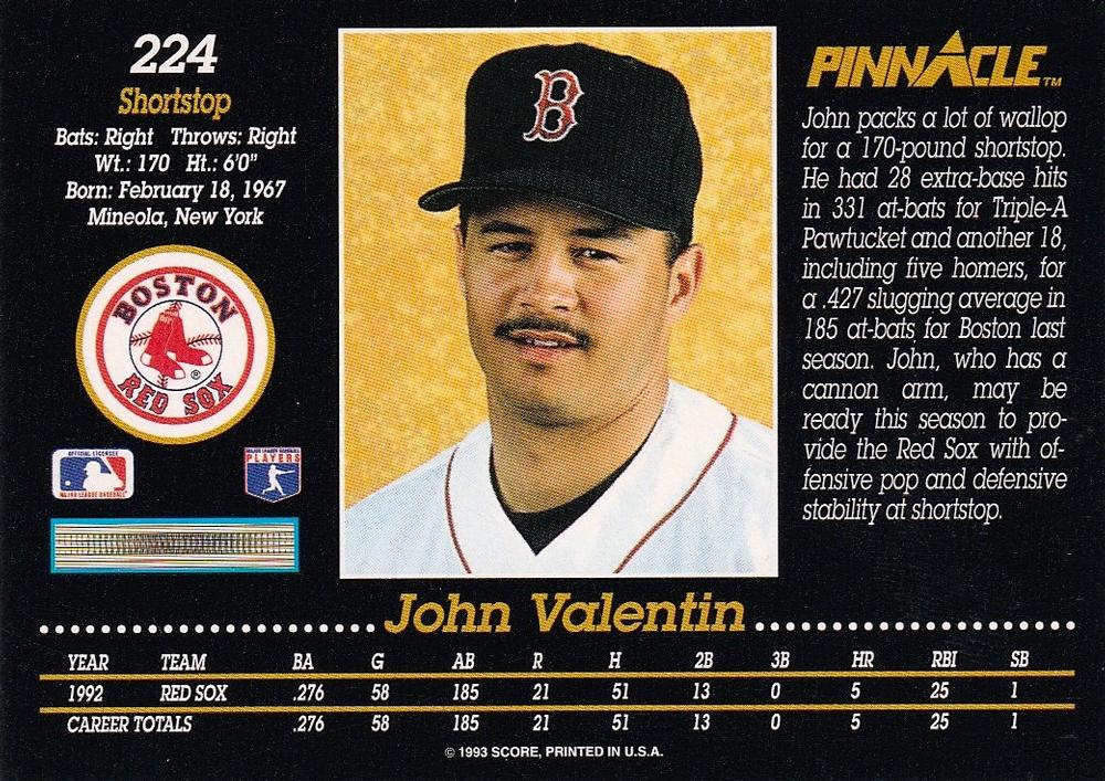 John Valentin  baseball card collectible - Main Image 2