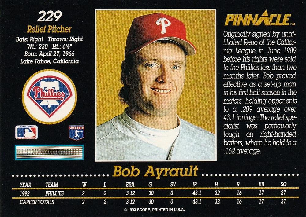 Bob Ayrault  baseball card collectible - Main Image 2