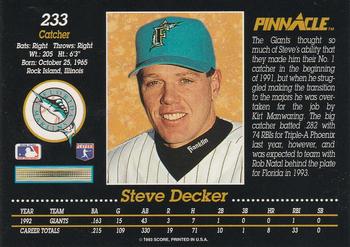 Steve Decker  baseball card collectible - Main Image 2