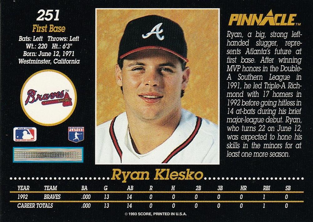 Ryan Klesko  baseball card collectible - Main Image 2