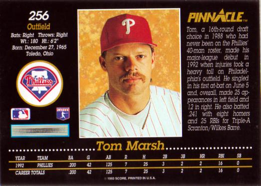 Tom Marsh  baseball card collectible - Main Image 2