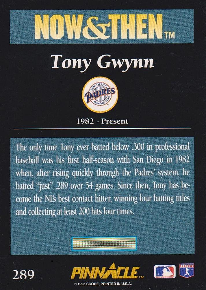 Tony Gwynn  baseball card collectible - Main Image 2